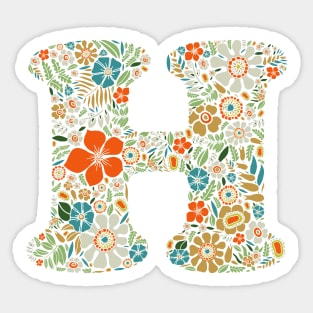 Hippie Floral Letter H Sticker